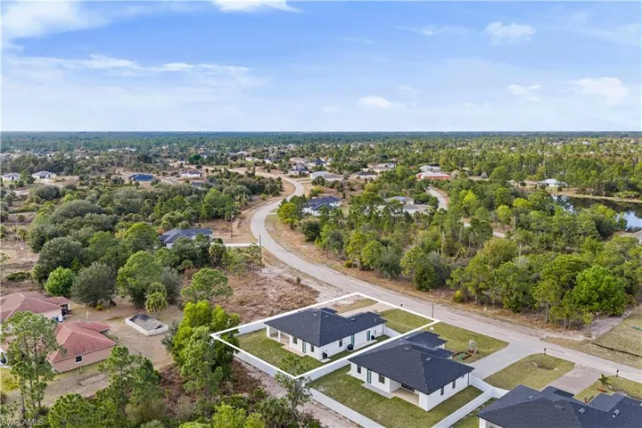 Aerial perspective of suburban area