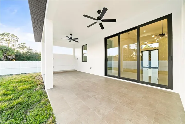 View of patio / terrace featuring ceiling fan