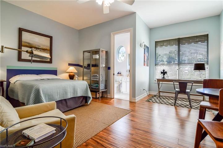 Private guest suite with entry from outside and full bath with shower