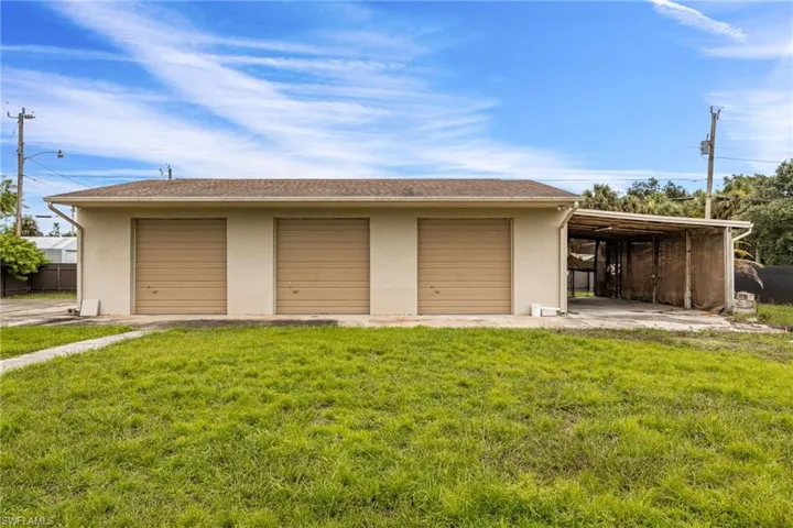 View of detached garage