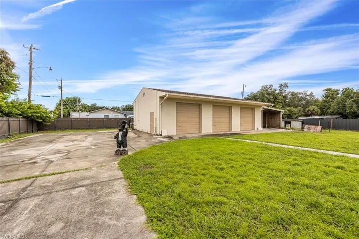 View of detached garage