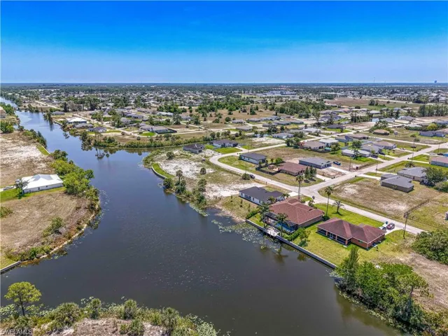 Aerial view of residential area featuring the intersecting canals