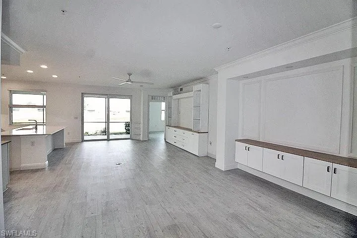 Built-in cabinets in the dining area and Livng area.
