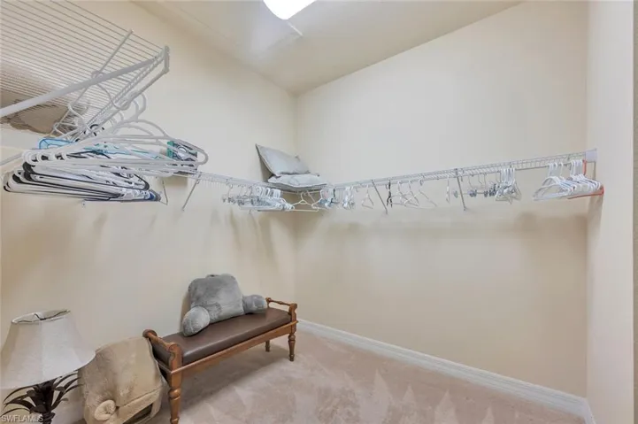 Walk in closet featuring carpet flooring