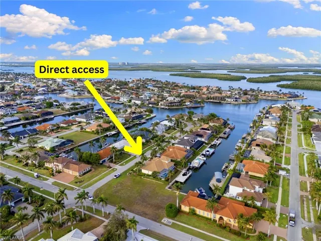 Drone / aerial view showing quick access to the Marco River to the Gulf