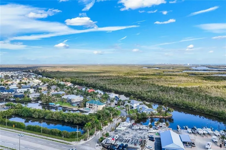 Aerial view of a large body of water
