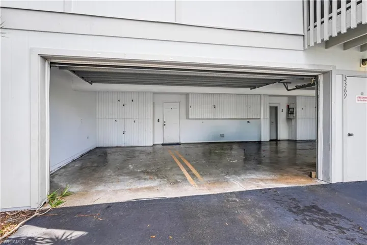 Garage – Two assigned parking spaces and a large storage closet.Parking on the LEFT side. Storage closet ahead.Park one vehicle in the garage and one behind.