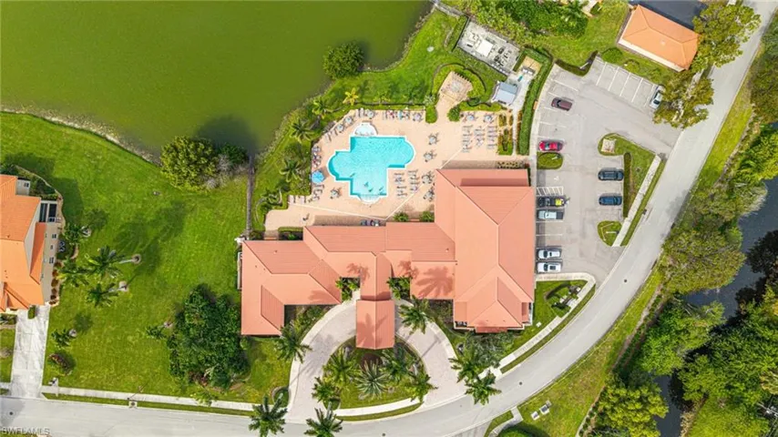Aerial view of a pool area