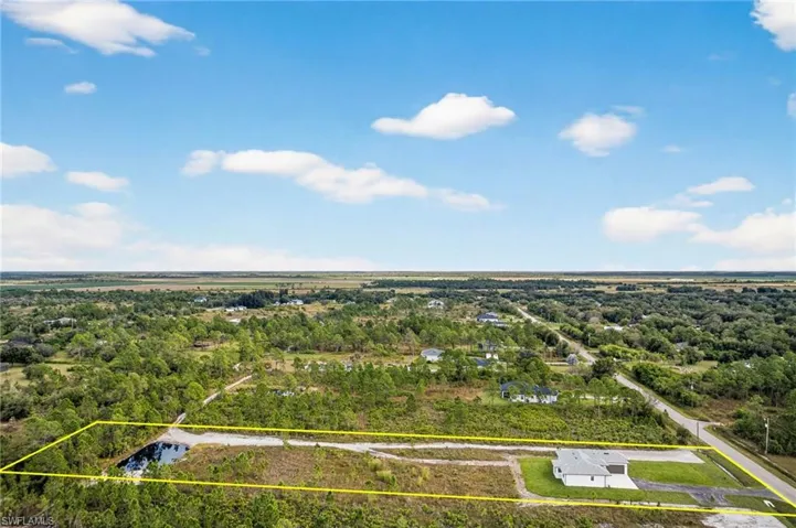 Aerial view of property's location with property parcel outlined