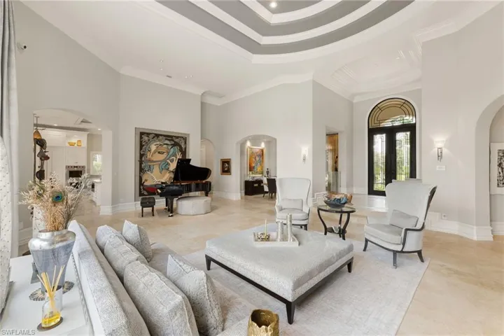 Magnificent living area with soaring ceilings