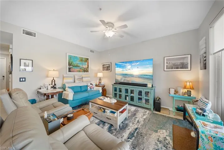 Living room with a ceiling fan