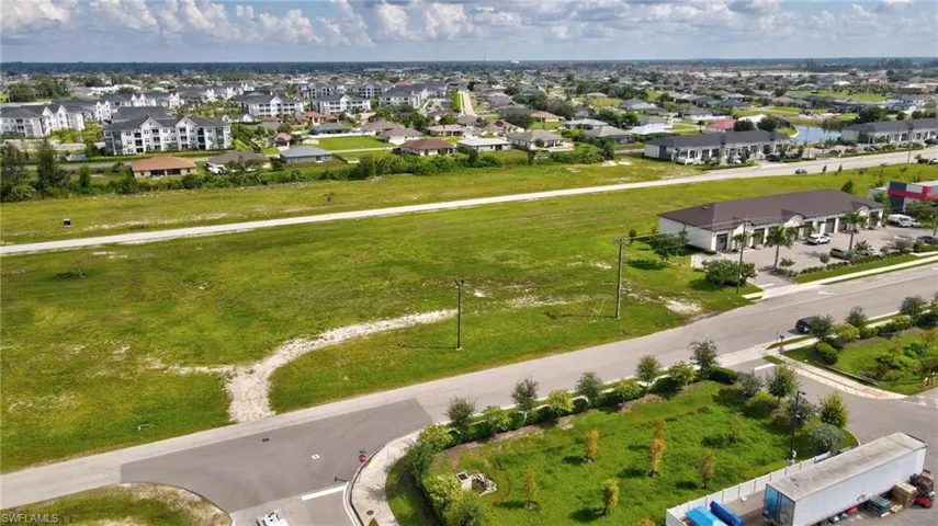 Aerial perspective of suburban area
