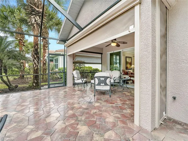 Covered Lanai is Protected with Rolldown Storm Smart Brand Hurricane Resistant Shutters for easy stow and go!