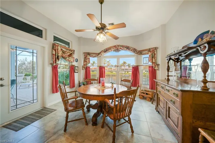 Dining area with a view of the canal