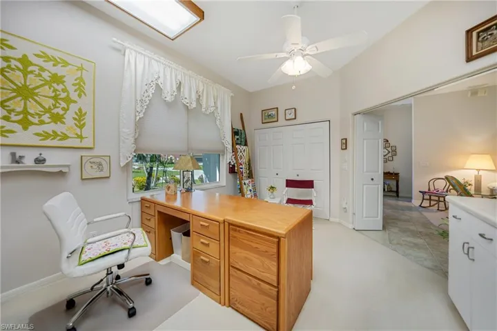 Office area featuring ceiling fan