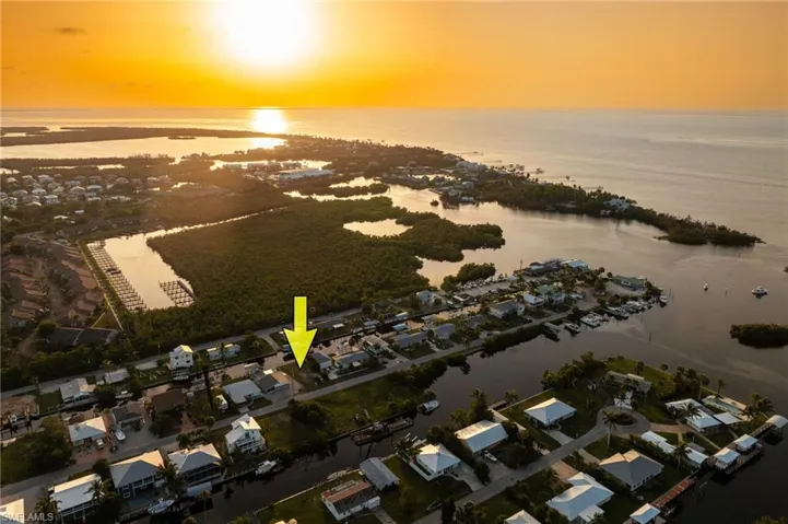 Aerial view at dusk of a water view