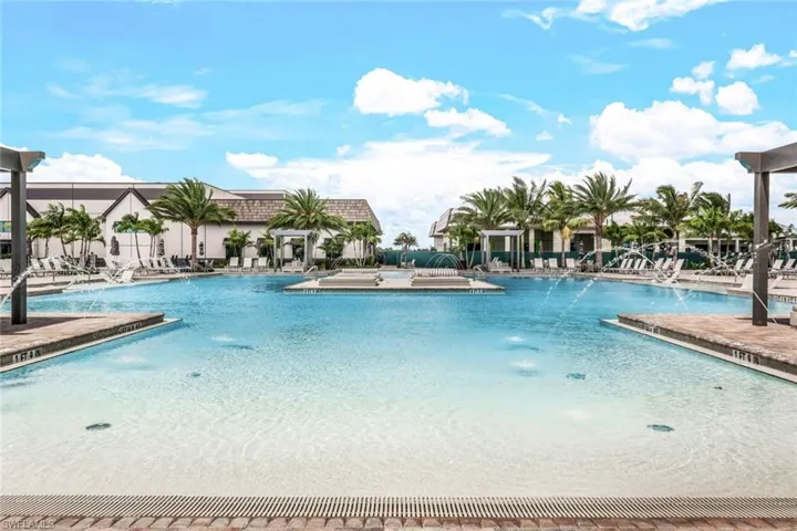 View of pool featuring pool water feature