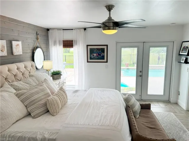 French doors give access to the pool.