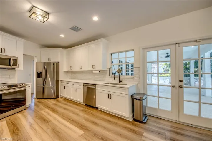 Kitchen with French door entrance to the lanai