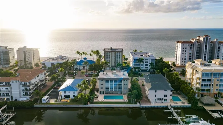 Bird's eye view of a nearby body of water