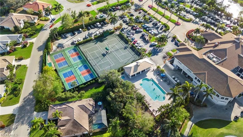 Aerial view of a pool
