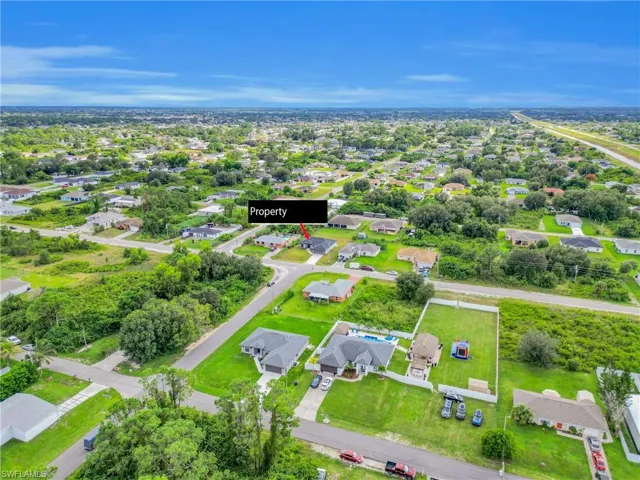 Aerial view of residential area