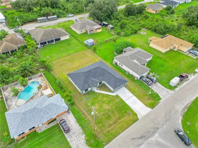 Aerial perspective of suburban area