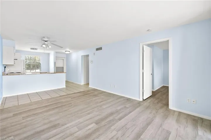Living area facing kitchen and bedroom 1 and 2