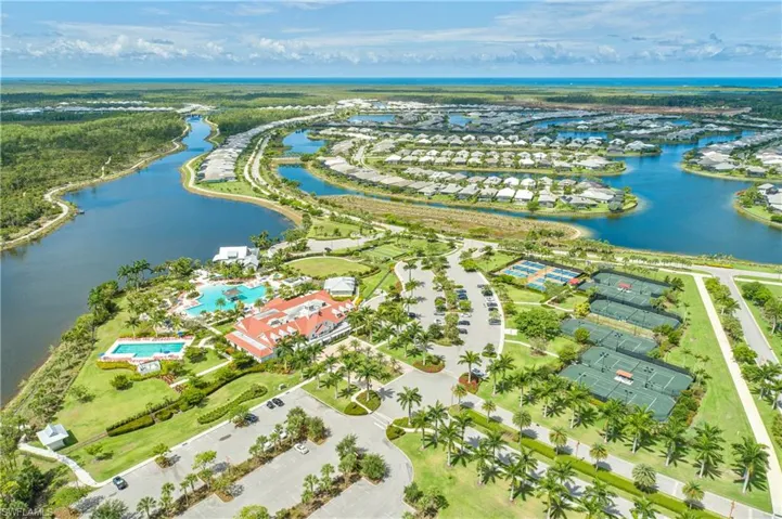 Drone / aerial view of a large body of water