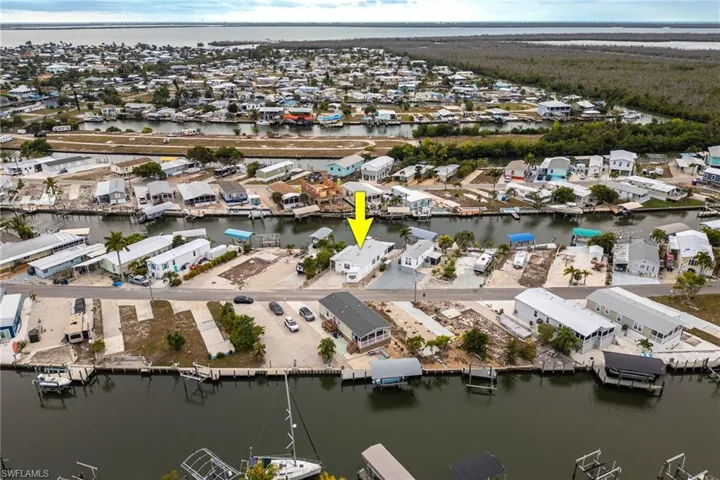 Drone / aerial view showing direct boat access