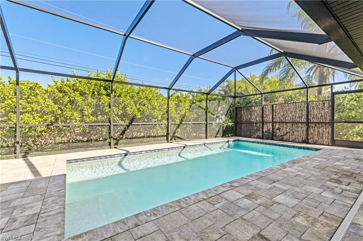 Swimming pool with a lanai, a sunroom, and a patio
