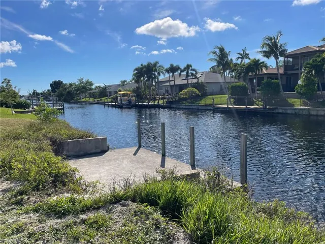Water view with a boat dock