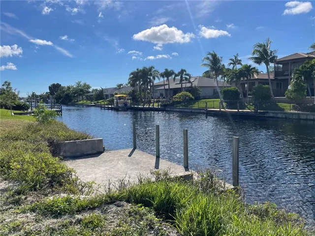 Water view with a boat dock