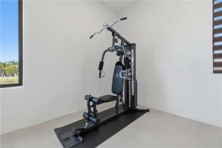 Workout area with concrete floors