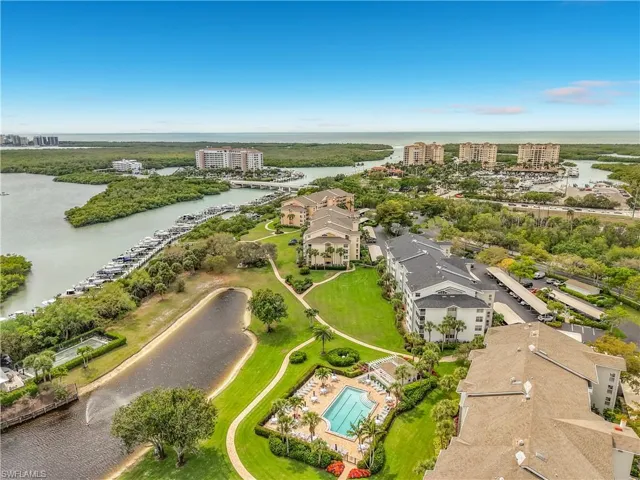 Aerial view of a large body of water
