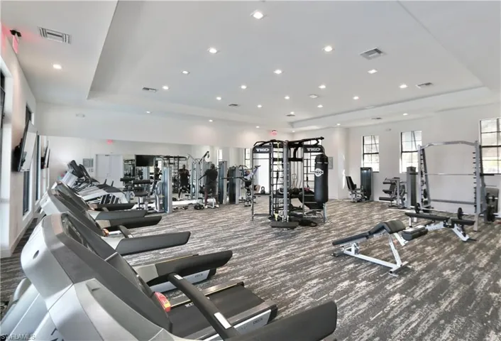 Gym with recessed lighting