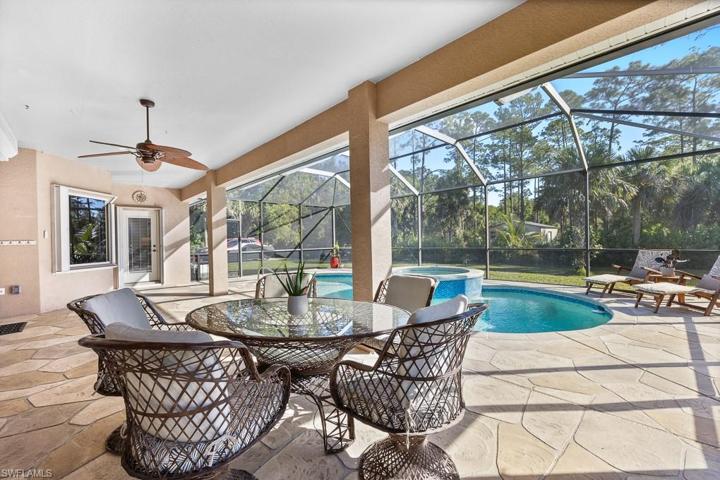 Pool area has plenty of space for entertaining.