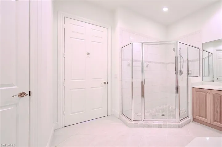 Master Bathroom Shower - door on the left opens the the Master Bedroom, door on far left is the private toilet