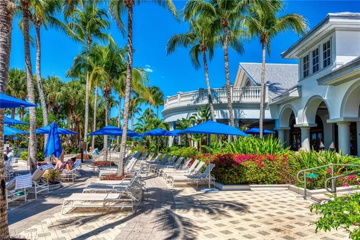 Patio deck inside the Club and Spa Lush Landscaping,,, Plenty of seating & Umbrellas