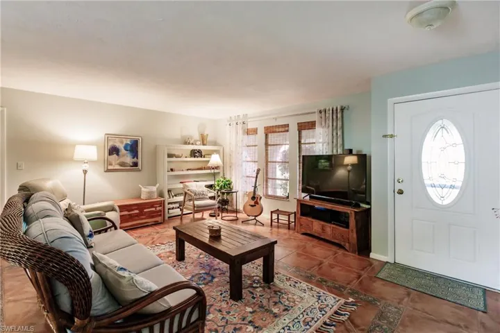 Living room featuring tile patterned flooring