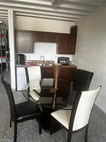 Dining room featuring sink
