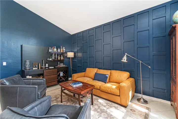 Den with custom accent wall