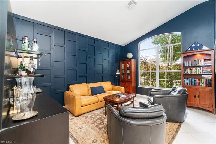 Den with custom accent wall