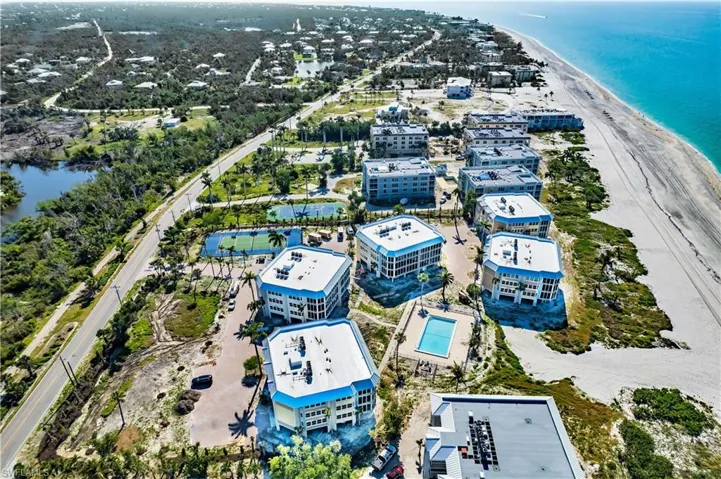 Aerial down the beach