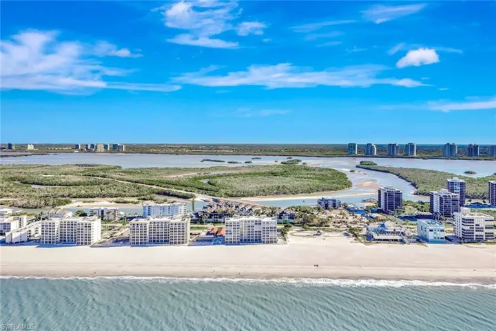 View of urban area with extended coastline
