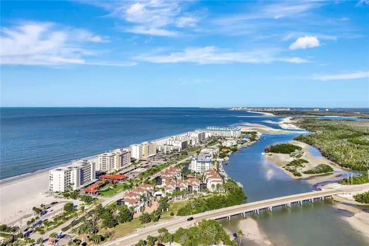 Aerial view of a nearby body of water