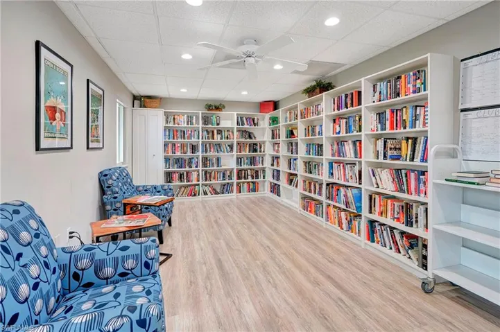 Community library with lots of books, puzzles, and games