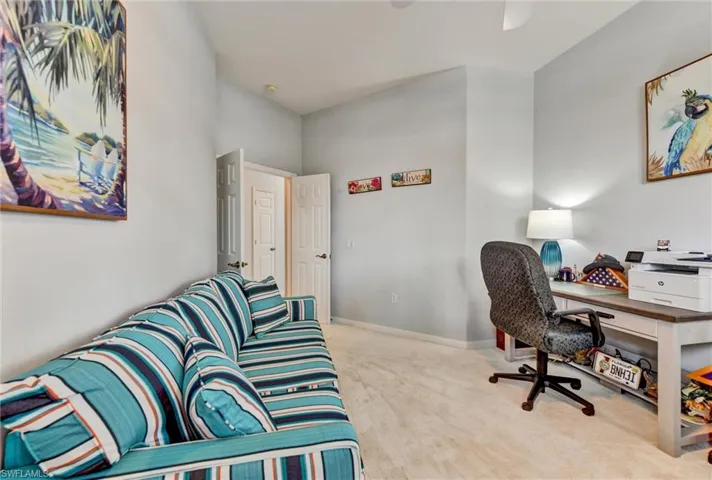 Office featuring light carpet