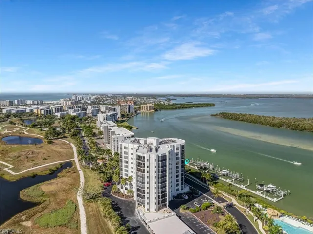 Bayfront condo with walking path behind the building