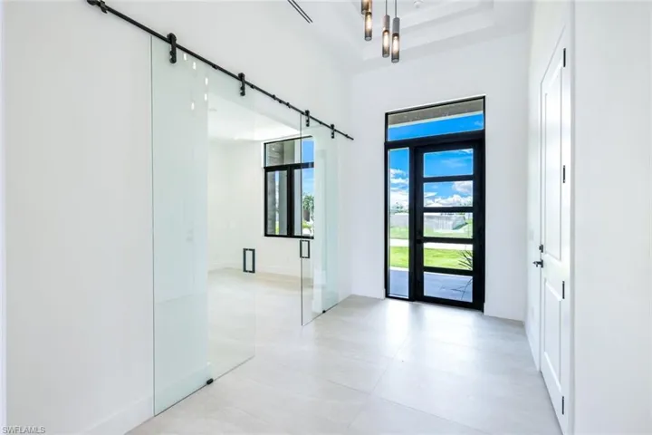 Entryway with a barn door